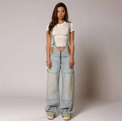Y2K Denim Overalls for Women