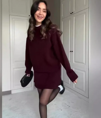 Women’s Matching Knit Sweater Skirt Set