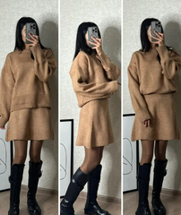 Women’s Matching Knit Sweater Skirt Set