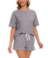 Grey Cotton 2-Piece Pajama Set for Women