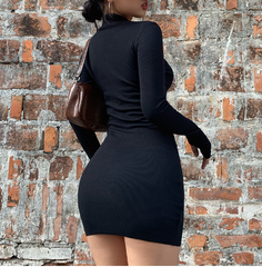 Slim Zipper Long-sleeved Dress for Everyday Wear
