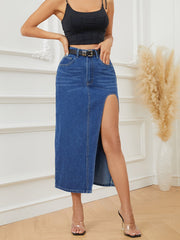 Irregular Hollow-out Stitching Denim Long Skirts for Women