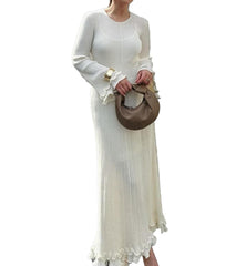 Unybwonn Elegant Crochet Ruffles Maxi Dress