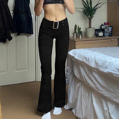 Y2K Vintage Black Flare Jeans for Women