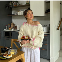 Y2K Bowknot Knit Sweater for Women