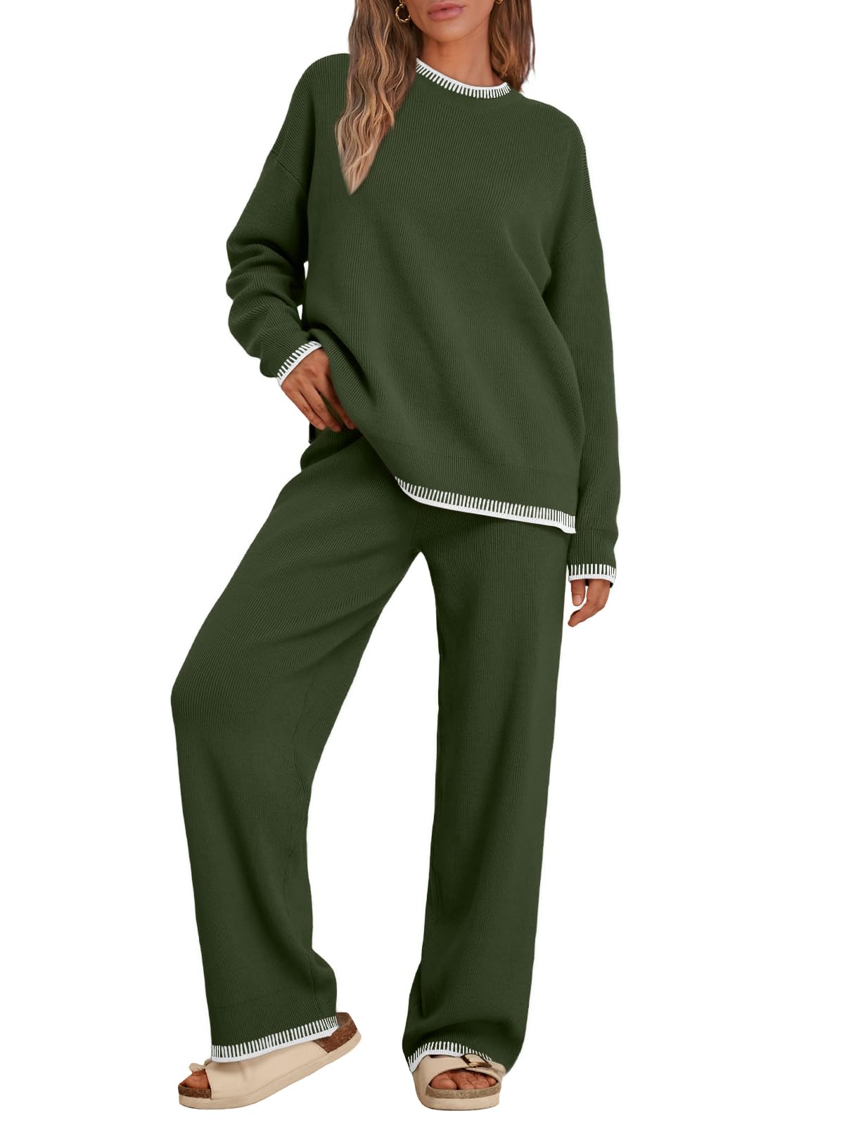 LILLUSORY Cozy Two-Piece Knit Loungewear Set for Women
