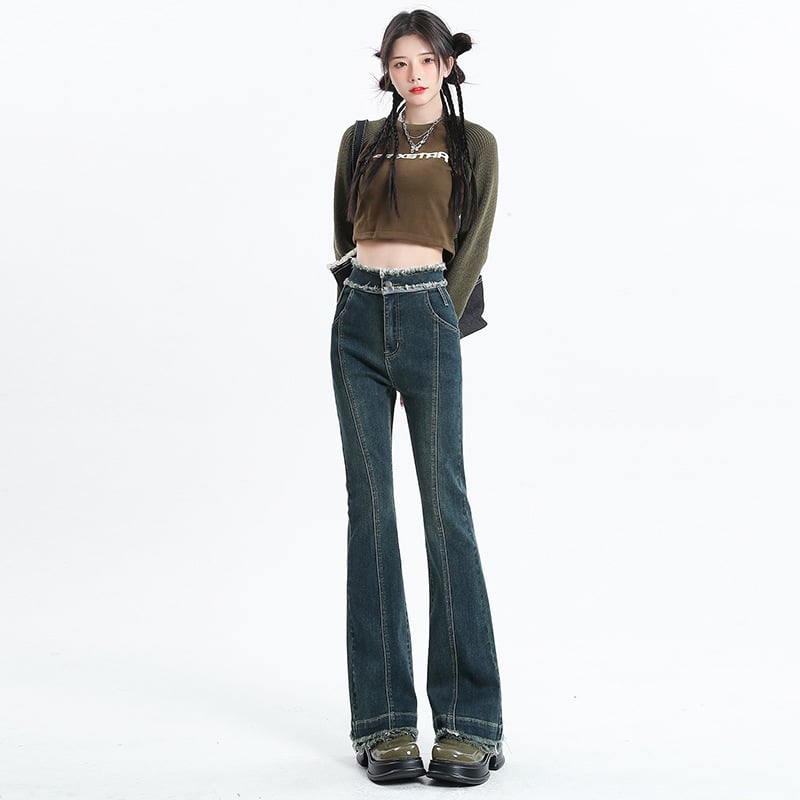 Casual Ragged Flared Pants for Women